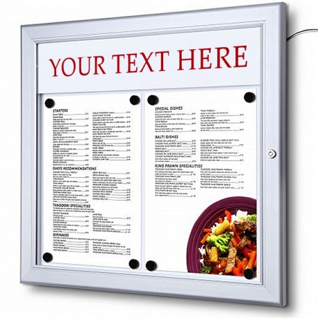 Bistro Menu Case with Printable Header for Indoor & Covered Outdoor Use